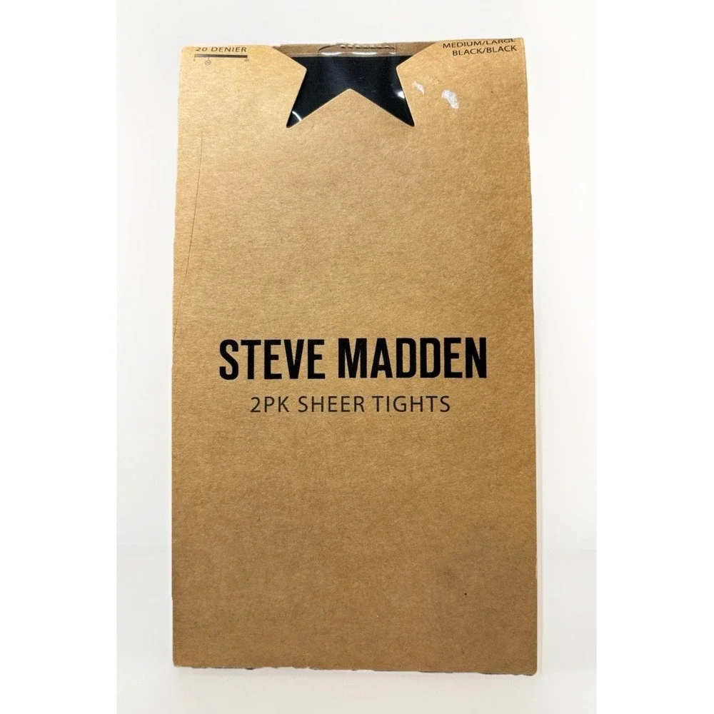 Steve Madden Womens Black 2-pack Medium/ Large Sheer Tights 20 Denier‎